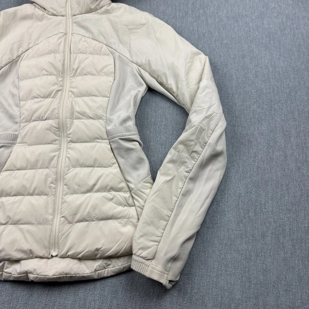 Lululemon Jacket Womens 4 Beige Down For It All Puffer Hooded Goose Down Coat
